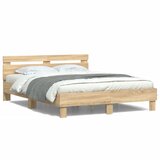 vidaXL Okvir za krevet s uzglavljem i LED boja hrasta 140x200 cm | shoptok.hr