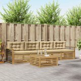  Set vanjskih sofa 5 kom. Bijela i bež Čvrsto drvo akacije | shoptok.hr