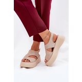 Boto Ladies Platform Sandals Eco Suede Beige Karonia Cene