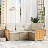 Maison Chic Seti vrtnega pohištva - Vrtna garnitura - Vrtni pohištvo set 4-delna z blazinami bež poli ratan, (21809177) | Shoptok.si