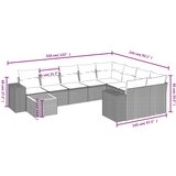  10-dijelni set vrtnih sofa s jastucima crni od poliratana | shoptok.hr