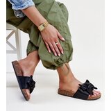 Gemre Black cork-soled flip-flops with a bow Petresa Cene