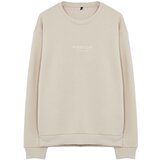 Trendyol Beige Oversize/Wide Cut Embossed Text Printed Sweatshirt Cene