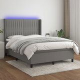 Maison Chic Box spring postelja - Vzmetna postelja z vzmetnico LED temno siva 140x190 cm blago SL9324, (21903625) | Shoptok.si