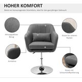  Okretna stolica uredska stolica s podesivom visinom poliester imitirajući lan metal 60 x 60 x 79-91 cm tamno siva | shoptok.hr