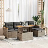  6-dijelni set vrtnih sofa od poliratana s jastucima sivi | shoptok.hr