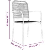  7-dijelni vrtni blagovaonski set crni pamučno uže i čelik | shoptok.hr