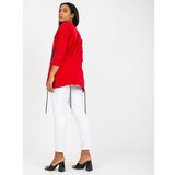 Fashion Hunters Red plus size blouse with V-neckline Cene