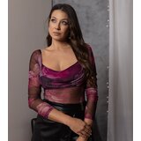 Gemre Pink semi-transparent bodysuit with floral print Hefa | ePonuda.com