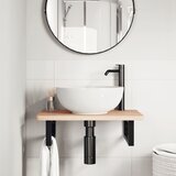  Zidna polica za umivaonik od čelika i masivne bukovine Smeđa 60 x 40 x 2.5 cm | shoptok.hr