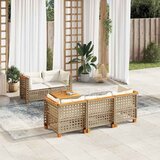  6-dijelni set vrtnih sofa s jastucima bež od poliratana 55 x 55 x 36 cm | shoptok.hr