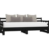  Dnevni ležaj na izvlačenje 2x(90x200) cm crni od borovine | shoptok.hr