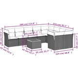  Vrtna garnitura - 10-dijelni set vrtnih sofa od poliratana s jastucima crni - Crna 1 | shoptok.hr
