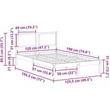  Krevetna konstrukcija Crna 120 x 190 cm Čvrsto borovo drvo | shoptok.hr