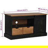 vidaXL TV omarica HALDEN z drsnimi vrati črna 110x40x60 cm masivni les | Shoptok.si