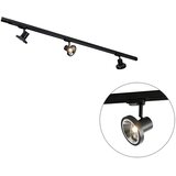 QAZQA Railsysteem met 3 spots zwart links incl. LED 3-fase - Iconic ...