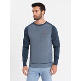 Ombre Knitted men's RELAXED FIT sweater with patterns - navy blue | Shoptok.si
