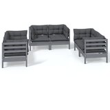 The Living Store Vrtna sedežna garnitura 6-delna z blazinami trdna borovina - Vrtna Sedežna Garnitura, (21459982) | Shoptok.si