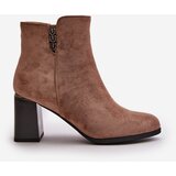 Boto PS1 Warm Eco Suede Women's Ankle Boots With Heel Zip Fastening Brown Erillia | ePonuda.com
