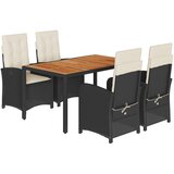  5-dijelni vrtni blagovaonski set s jastucima od poliratana crni Crna Dužina stola 150 cm | Shoptok.si
