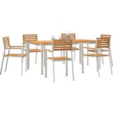 vidaXL 7-delni vrtnim jedilnim set iz trdega lesa tikovine, zunanja jedilna miza 180x90x75 cm iz trdega lesa tikovine, zložljivi vrtnim stoli 2 kosa iz trdega lesa tikovine in jekla, zložljivi vrtnim stoli 4 kosa iz trdega lesa tikovine in jekla | Shoptok.si