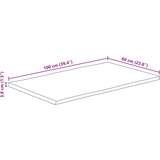 Stolna ploča 100x60x3,8cm od masivnog drva manga sa živim rubom | shoptok.hr