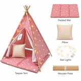 Ginger Home Dječji šator tipi Little Stars, 120x120x160 cm, roza sa zvjezdicama Cijene