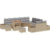  13-dijelni vrtni sofa set s jastučićima bež poli ratan akacija | shoptok.hr