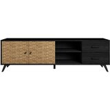 Marckeric Črna TV omarica v dekorju iz eksotičnega lesa 181x53 cm Hanoi - Marckeric Cene
