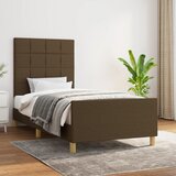 Maison Chic Posteljni okvir - Enojna postelja - Postelja za odrasle brez vzmetnice temno rjav 80x200 cm blago-J7756, (21766307) | Shoptok.si