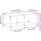  Stolić za kavu s crnom staklenom površinom 98,5x50x40 cm čelik | shoptok.hr