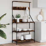  The Living Store Regal za peko s kavlji 4-nadstropni dim. hrast inženirski les - Stojalo Za Peko, (21484465) Cene