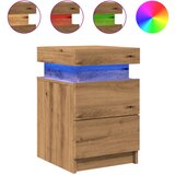 Maison Chic Dvo delni komplet Nočne omarice - Nočne mize z LED artisian hrast 35x39x55 cm inž. les, (21690000) | Shoptok.si