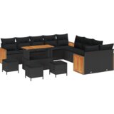 vidaXL 14 dijelni set vrtnog kauča s jastučićima crni poli ratan akacija | shoptok.hr