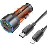 Hoco auto punjač usb a + type c + kabl type c do lightning pd QC3.0 3A 43W NZ12A providno narandzasti | ePonuda.com