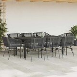  9-dijelni vrtni blagovaonski set s jastucima crnog poliratana | shoptok.hr