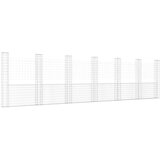 vidaXL Gabionska košara U-oblika sa 7 stupova 740x20x200 cm željezna | shoptok.hr