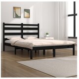  Posteljni okvir črn iz trdne borovine 200x200 cm | Shoptok.si