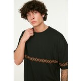 Trendyol Black Men's Oversize Crew Neck Short Sleeve Embroidered TShirt | Shoptok.si