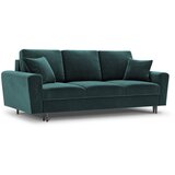Cosmopolitan Design Modrozelena žametna raztegljiva sedežna garnitura s prostorom za shranjevanje 235 cm Kyoto – | Shoptok.si
