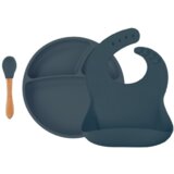 Minikoioi silikonska skleda, žlica in slinček FEEDING SET deep blue | Shoptok.si