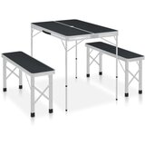 vidaXL Zložljiva kamping miza z 2 klopema aluminij sive barve | Shoptok.si