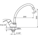 Rosan Perla jednoručna baterija za hladnu vodu izliv 200mm JP531200