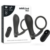 Addicted Toys PENIS RING WITH REMOTE CONTROL ANAL PLUG BLACK RECHARGEABLE Cene