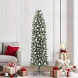 vidaXL Umetno vitko božično drevo med 300 LED Zelena in bela 210 cm | Shoptok.si