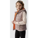 4f Girls' down vest with synthetic down filling - beige