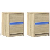  Noćni ormarići s LED svjetlima 2 kom boja hrasta sonome | Eponuda.com