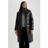 Defacto Relax Fit Recycled Filling Faux Leather Coat
