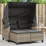 Maison Chic Vrtni kavč - Zunanji kavč dvosed s streho in stolčki svetlo siv poli ratan, (22041854) | Shoptok.si