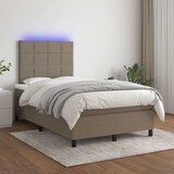  box spring s madracem LED smeđesivi 120 x 200 cm tkanina | shoptok.hr